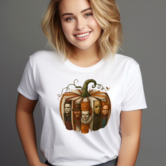 Spooky Book-Themed T-Shirt for Halloween, Unisex Graphic Tee, Literary Costume, Fall Fashion, Halloween Gift, Horror Movie Apparel