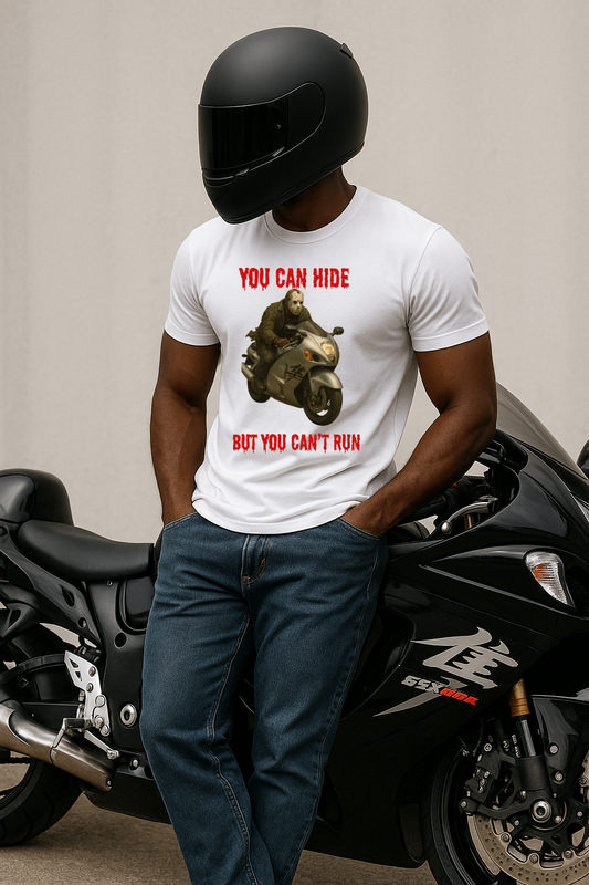 Vintage Motorcycle T-Shirt | Horror Fan Tee | Unisex Graphic Tee | You Can Hide But You Can't Run | Gift for Biker Enthusiasts, [...]
